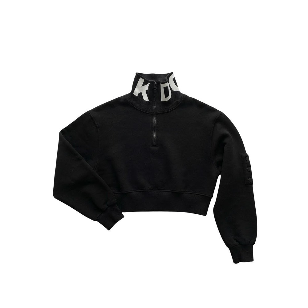 Beyoncé Vtg. IVY PARK Cropped Quarter Zip Sweatshirt Funnel Neck Black Size S